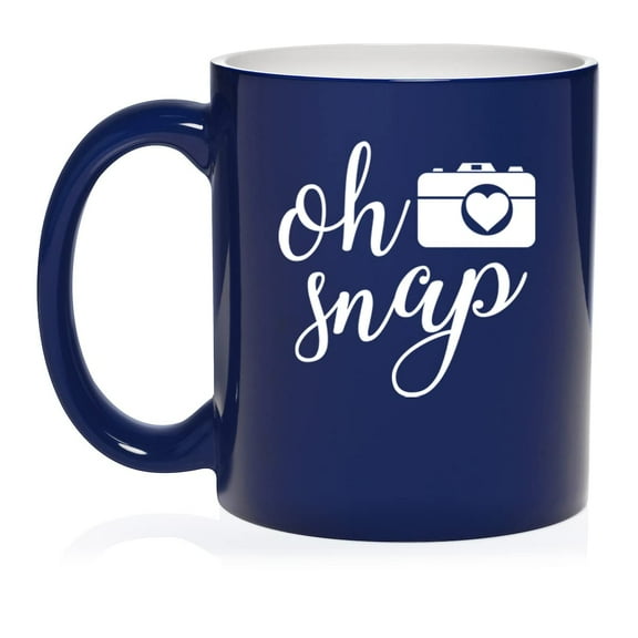 Oh Snap Funny Camera Picture Photographer Ceramic Coffee Mug Tea Cup Gift (11oz Blue)