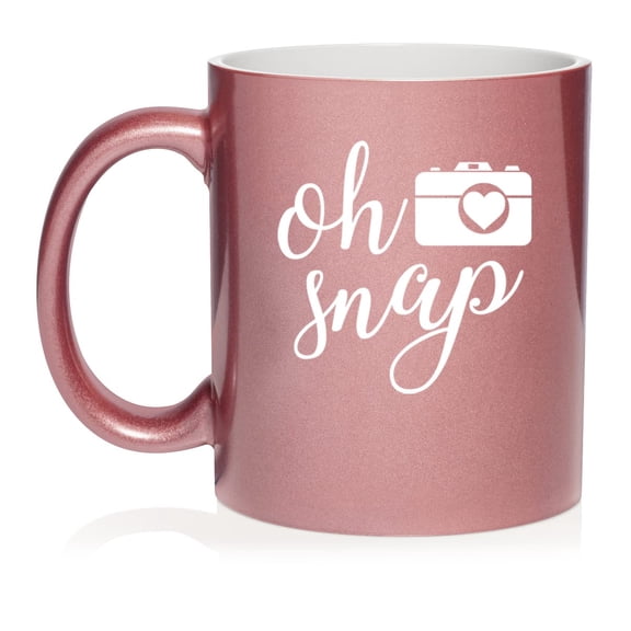 Oh Snap Funny Camera Picture Photographer Ceramic Coffee Mug Tea Cup Gift (11oz Rose Gold)