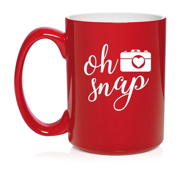 Oh Snap Funny Camera Picture Photographer Ceramic Coffee Mug Tea Cup Gift (15oz Red)