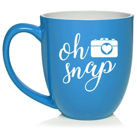 Oh Snap Funny Camera Picture Photographer Ceramic Coffee Mug Tea Cup Gift (16oz Light Blue)