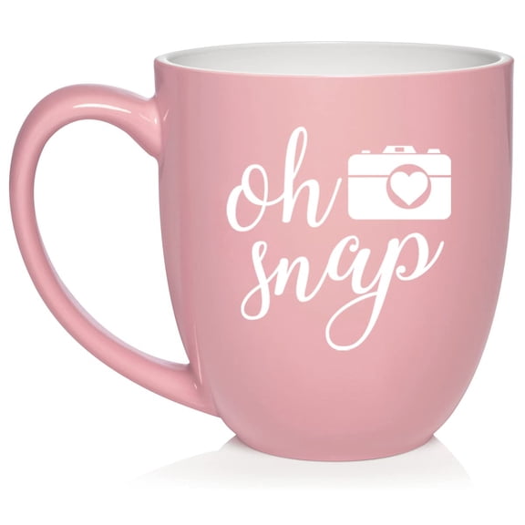 Oh Snap Funny Camera Picture Photographer Ceramic Coffee Mug Tea Cup Gift (16oz Light Pink)