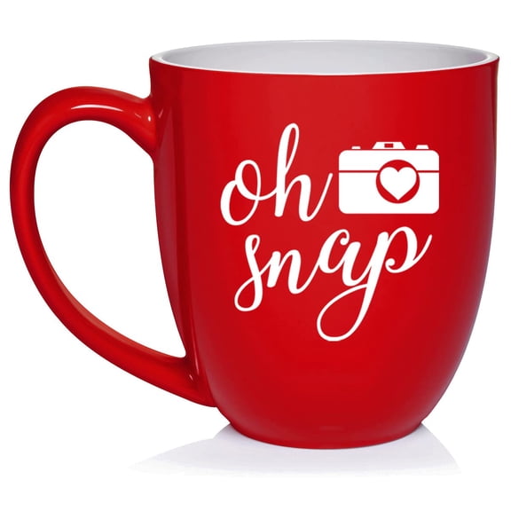 Oh Snap Funny Camera Picture Photographer Ceramic Coffee Mug Tea Cup Gift (16oz Red)