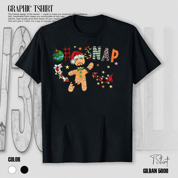 Oh Snap Funny Gingerbread Festive Family Matching Cookie Humor Unisex T-Shirt V15010, up to Size 5XL