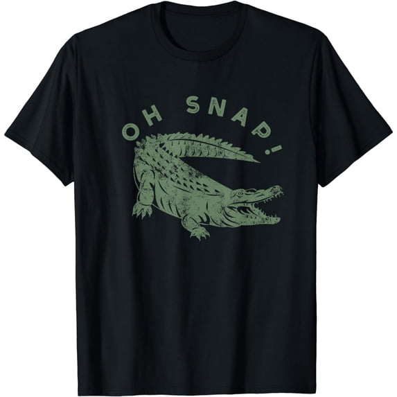 Oh Snap Green Alligator Distressed Gator Graphic T-Shirt