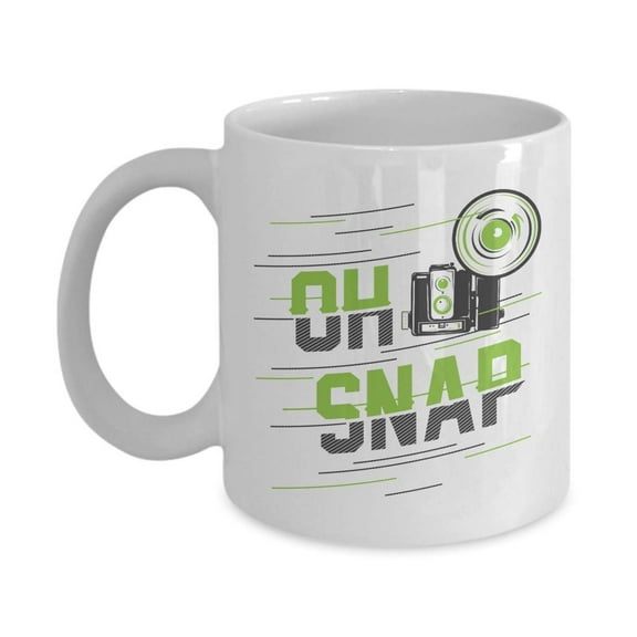 Oh, Snap! White Ceramic Vintage Camera Coffee & Tea Gift Mug Cup For A Photographer & Photography Enthusiast