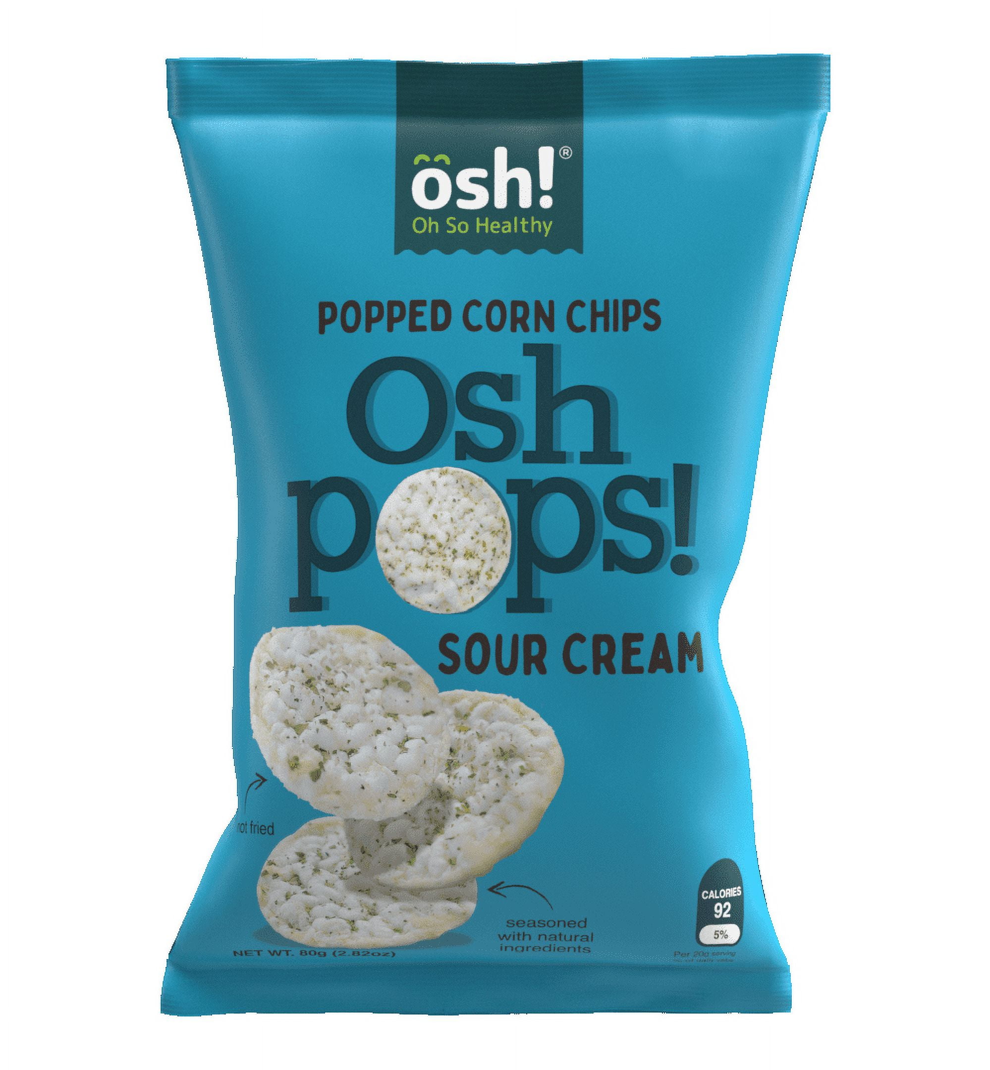 Oh So Healthy, Popped Corn Chips, Sour Cream, Case of 18x80gr/2.82 oz