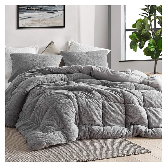 Oh Sweetie Bare Coma Inducer Twin XL Comforter Alloy Gray Luxury Faux Fur Plush Microfiber Fill Oversized Bedding Set