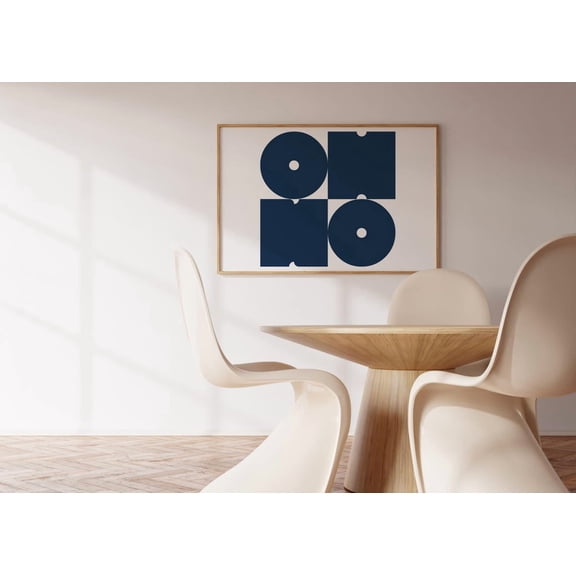 Oh No Wall Art Navy Blue White Horizontal Print Oh No Print Typography Print Minimalist Print Trendy Aesthetic Room Decor Retro Wall Art Home Decor #2861, 12x18 UNFRAMED