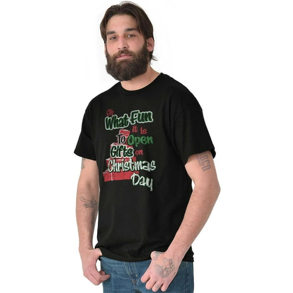 Oh What Fun Christmas Day Presents Men's Graphic T Shirt Tees Brisco Brands M