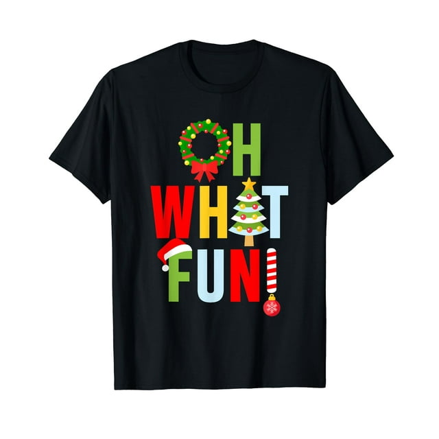 Oh What Fun Christmas T-Shirt With Wreath And Tree T-Shirt - Walmart.com