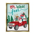 thumbnail image 1 of Oh What Fun Santa Driving Gifts Holiday Graphic Art Metallic Gold Framed Art Print Wall Art, 1 of 6