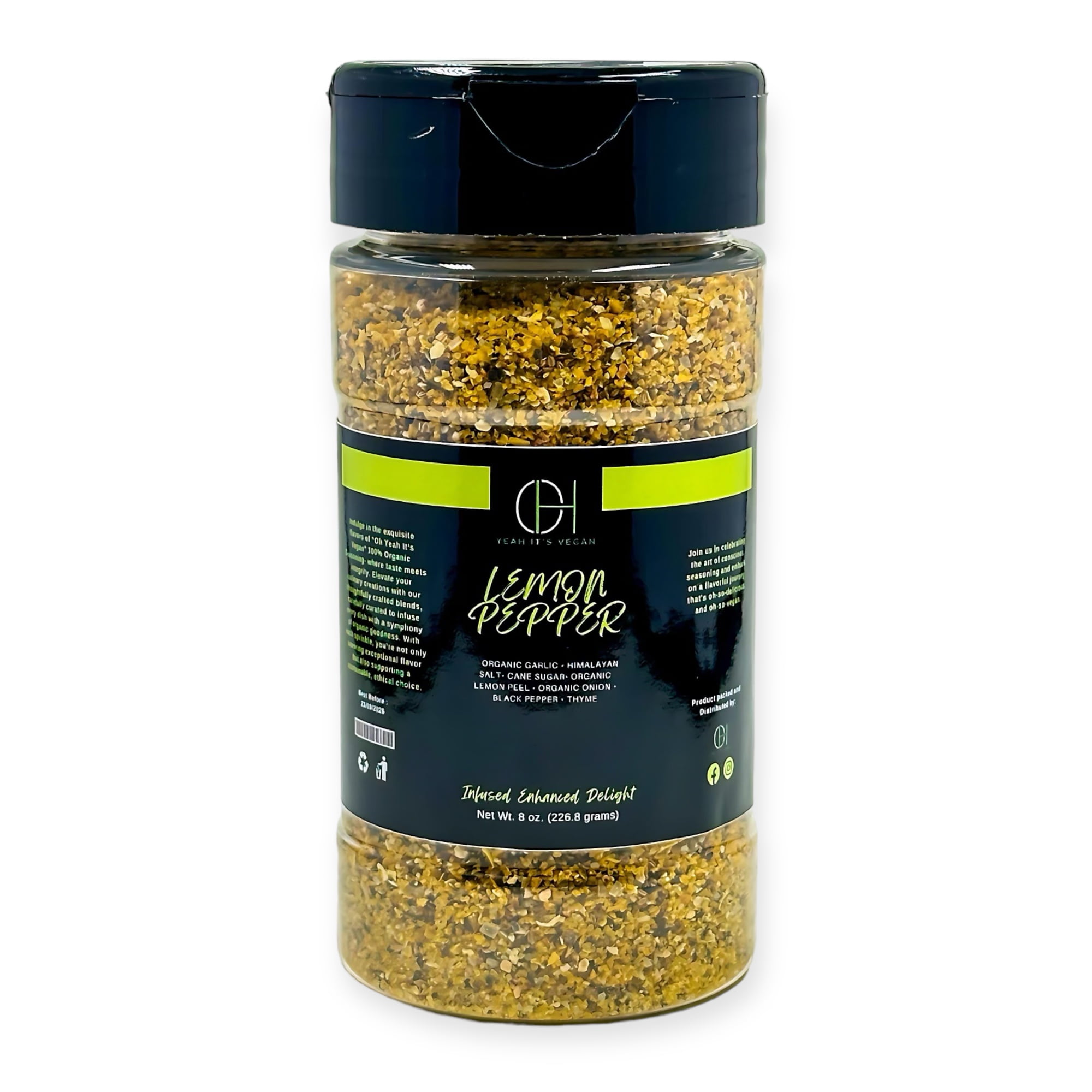 Oh Yeah It's Vegan | Lemon Pepper | All Purpose Seasoning | 8oz | 100% Natural Ingredients