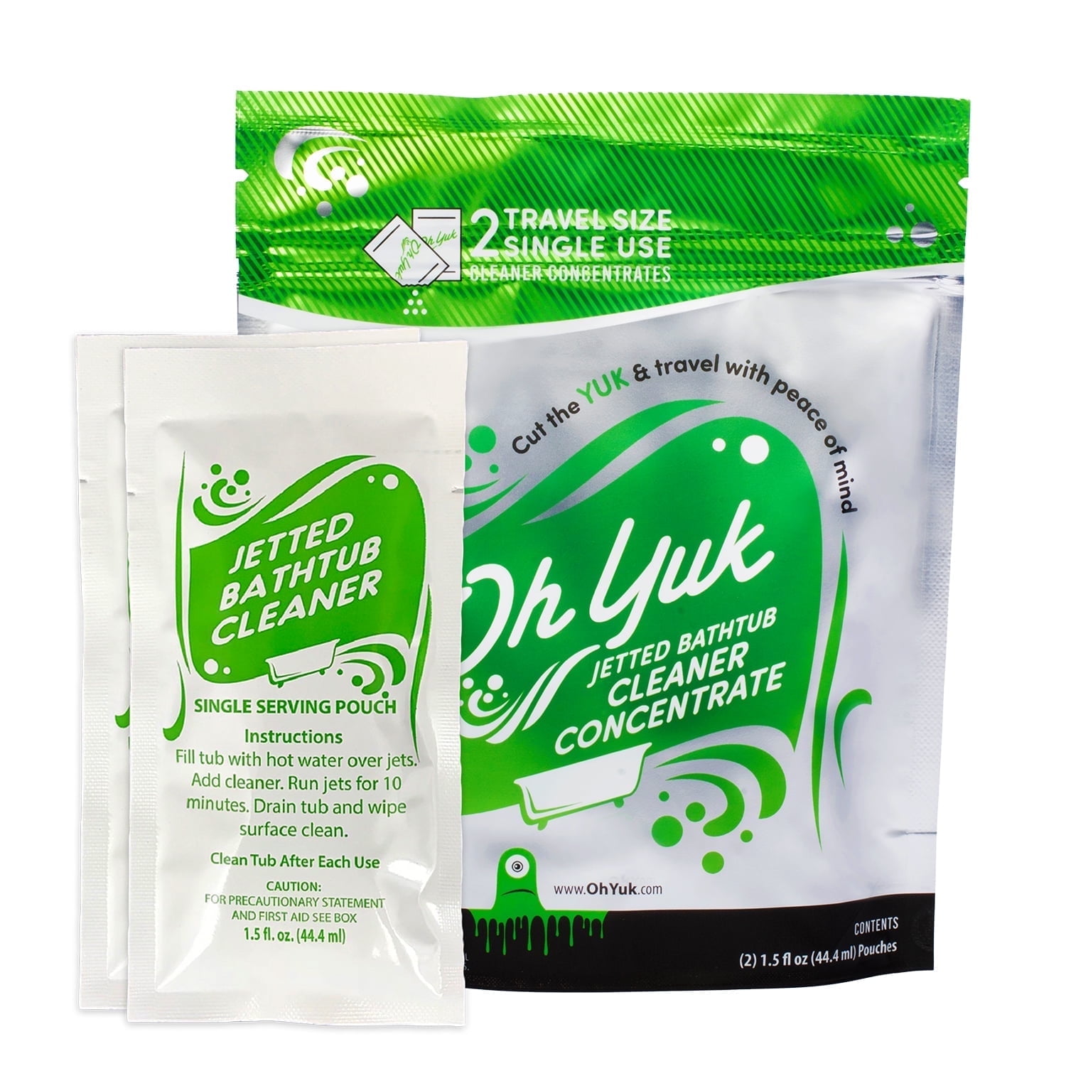 Oh Yuk Jetted Bathtub Cleaner, 2 Travel Pouches, 1.5 fl oz Each