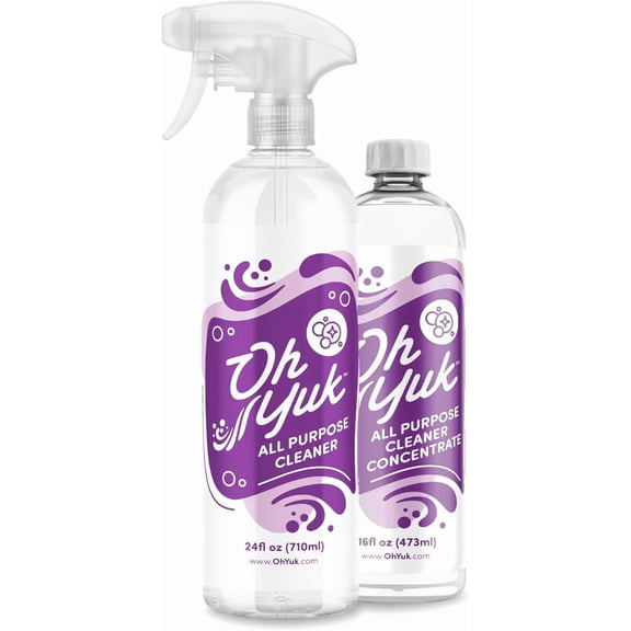 Oh Yuk All Purpose Cleaner All-in-One Combo Pack with Multi-Purpose Surface Spray and 4X Long-Lasting Concentrate Refill for Kitchen, Bathroom, Cabinets, Counters, Tile & More