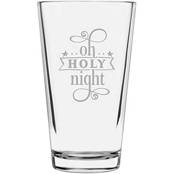 Oh-holy-night Merry Christmas Etched 16oz Libbey Pint Glass