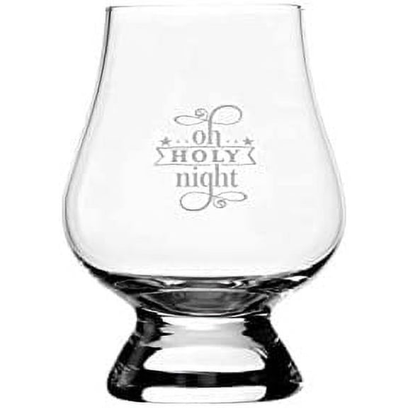 Oh holy night Merry Christmas Etched 2.5oz Glencairn Wee Whisky Glass