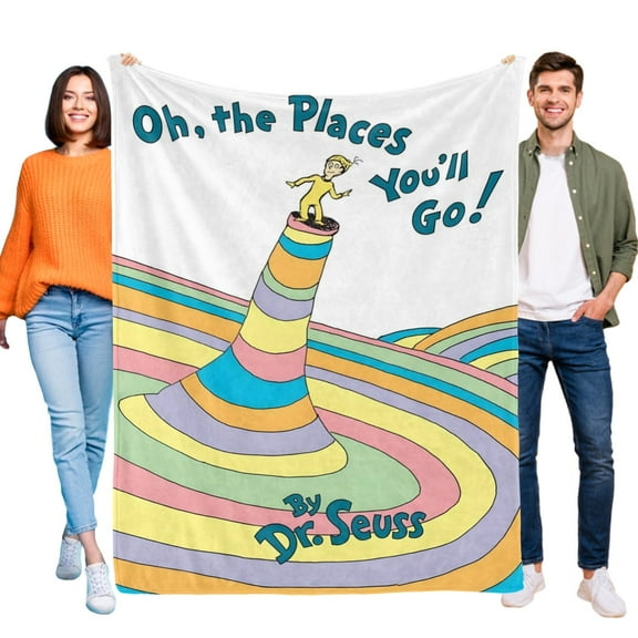 Oh, the Places You'll Go! Blanket for Boys Girls Lightweight Kids Throw Blanket Cute Soft Blankets Flannel Plush Blankets Gifts 60x80in