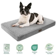 OhGeni Orthopedic Medium Dog Bed, Deluxe Cat Bed for Crates, Waterproof and Washable, 25D Egg Crate Foam Pad Anti-Slip Sleeping Mat for Medium, Small Pets Breeds, 30" x 20", Gray