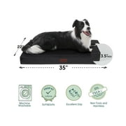 OhGeni 35in Orthopedic Waterproof & Machine Washable Dog Bed for Medium and Large Pets, Suitable for Crates, 25D Egg Crate Foam, Non-Slip Bottom & Removable Cover, Invisible Zipper(Black)