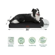 OhGeni 35in Orthopedic Waterproof & Machine Washable Dog Bed for Medium and Large Pets, Suitable for Crates, 25D Egg Crate Foam, Non-Slip Bottom & Removable Cover, Invisible Zipper(Black)