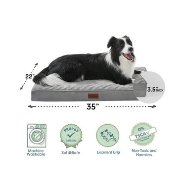 OhGeni 35in Orthopedic Waterproof & Machine Washable Dog Bed for Medium and Large Pets, Suitable for Crates, 25D Egg Crate Foam, Non-Slip Bottom & Removable Cover, Invisible Zipper(Gray)