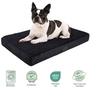 OhGeni Orthopedic Medium Dog Bed 30in, Deluxe Cat Bed for Crates, Waterproof and Washable, 25D Egg Crate Foam Pad Anti-Slip Sleeping Mat for Cats Breeds, 30" x 20", Black