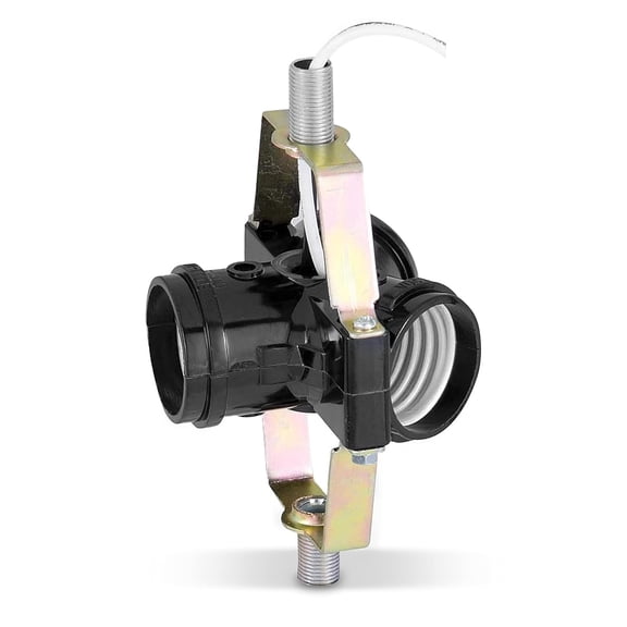 OhLectric 3 Light Cluster Socket - Medium Base - Multiple Incandescent Lamp Holder - Threaded Bottom & Top Bracket - IP Male Lamp Holder Bracket - 660 Watt - 250V - UL Listed, Black - OL-44845