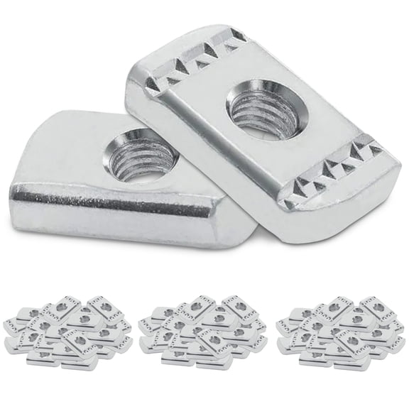 OhLectric Channel T Slot Nut with No Spring - 1/2”-13 UNC Threads - .50” Thickness - T Nuts with Zinc Electroplate Finish for All Channel Sizes Except 13/16” & 1” - Pack of 100 - OL-18848