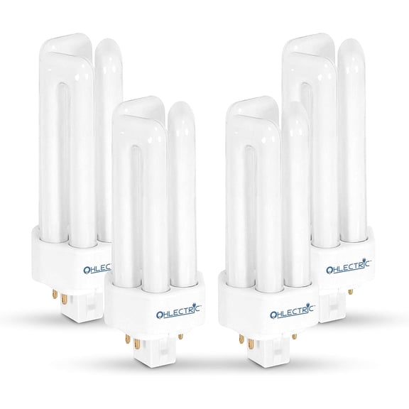 OhLectric 26W Compact Fluorescent Bulbs, 4-Pin CFL, 2700K Warm White, Long-Life Energy-Saving Amalgam Bulbs for Ceiling Fixtures, Pack of 4