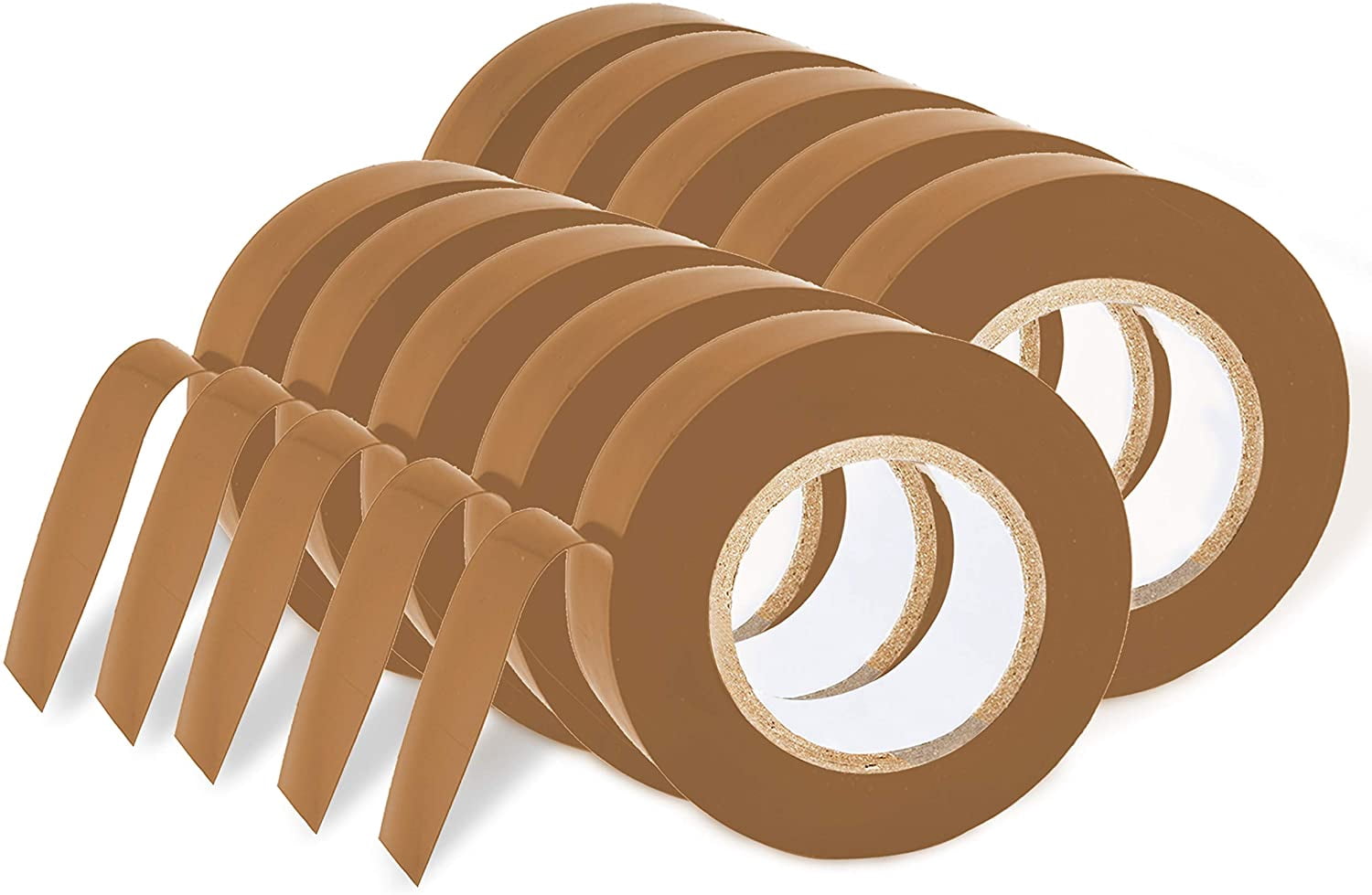 OhLectric Heavy Duty Flame Retardant Heat Resistant Vinyl Electrical Tape, Pack of 10, Brown