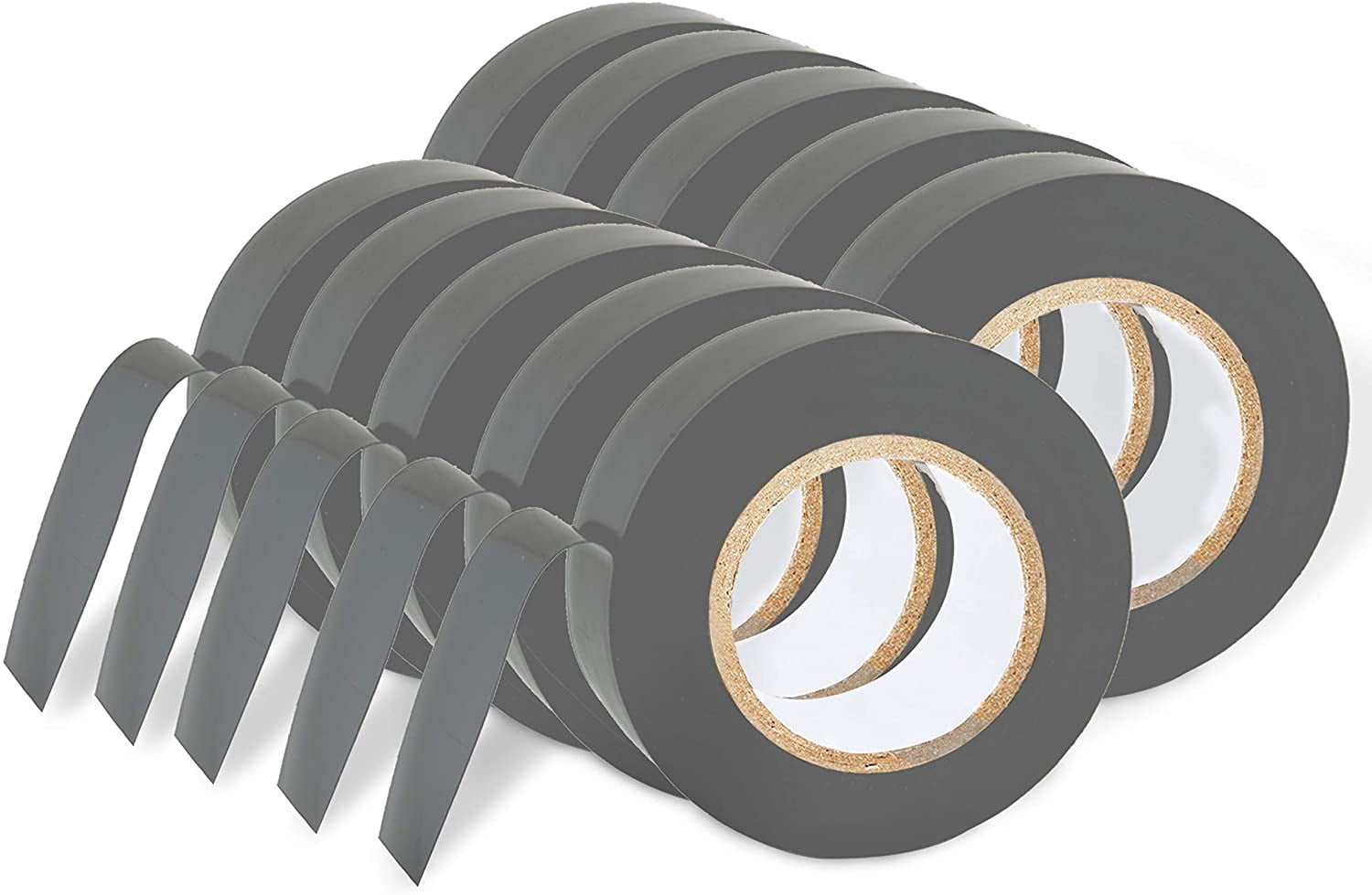 OhLectric Heavy Duty Flame Retardant Heat Resistant Vinyl Electrical Tape, Pack of 10, Gray