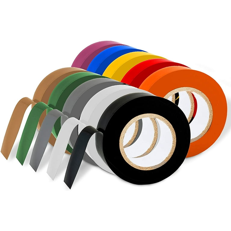 OhLectric Heavy Duty Flame Retardant Heat Resistant Vinyl Electrical Tape,  Pack of 10, Multicolor