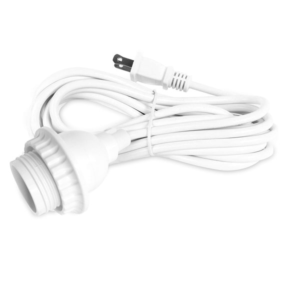 OhLectric Phenolic Lamp Socket - Flexible Wire-Base Threaded Shell with UNO Ring - Pre Wired Keyless Lamp Holder - Plug-in Lamp - Ideal Light Fixture cULus Listed, White - OL-39964