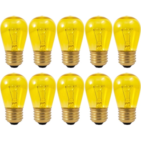 OHLECTRIC Yellow Night Light Bulbs (10-Pack) 11-Watt S14 Sign Bulb, Decorative Light Bulbs, E26 Medium Base, Colorful Bulbs, Dimmable, Sign Replacement Lamp for Indoor & Outdoor Use. Avg Hours 5000