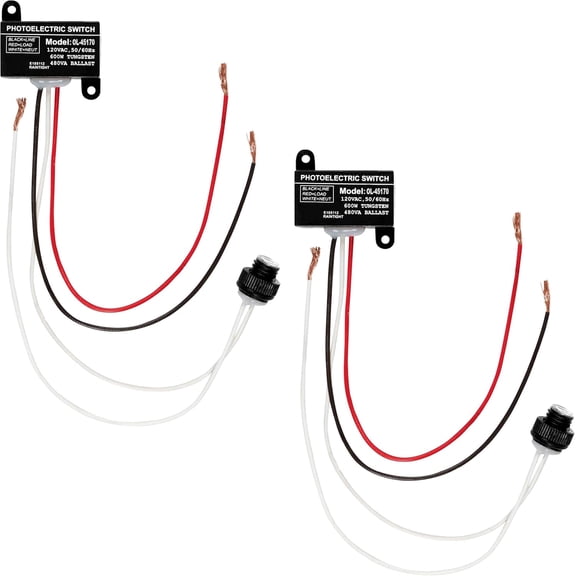OhLectric Dusk to Dawn Photocell Sensor, 120V Mini Flush Mount Photoelectric Switch, UL Listed, Weatherproof, 600W Outdoor Lighting Sensor, 2 Pack