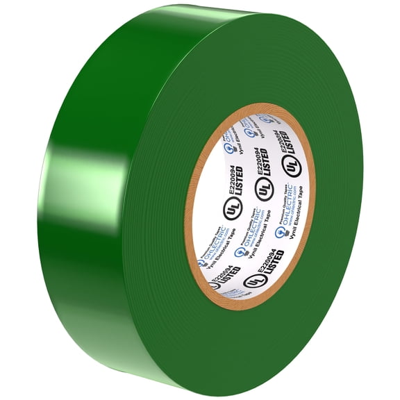 OHLECTRIC Professional Grade Vinyl Electrical Tape (1 Pack) Green - 7 Mil Thick Flame-Retardant, Heat & Weather Resistant 3/4 Inch x 60 Feet | Ideal for Contractors & Electricians