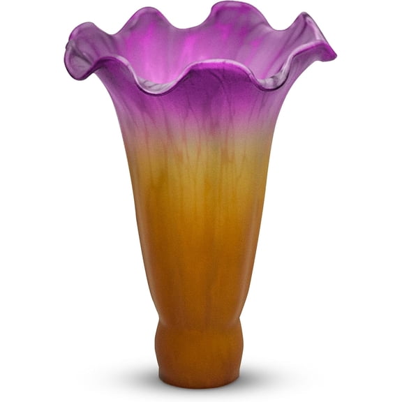 OhLectric Replacement Tulip Glass Lamp Shade, Tiffany Style, Small Lily, Amber & Purple, Table Lamp Replacement, OL-42896
