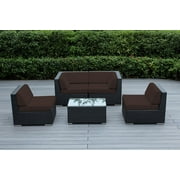Ohana 5 Piece Outdoor Wicker Patio Furniture Sectional Conversation Set - Black Wicker