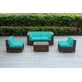 thumbnail image 1 of Ohana 5 Piece Outdoor Wicker Patio Furniture Sectional Conversation Set - Mixed Brown Wicker, 1 of 2