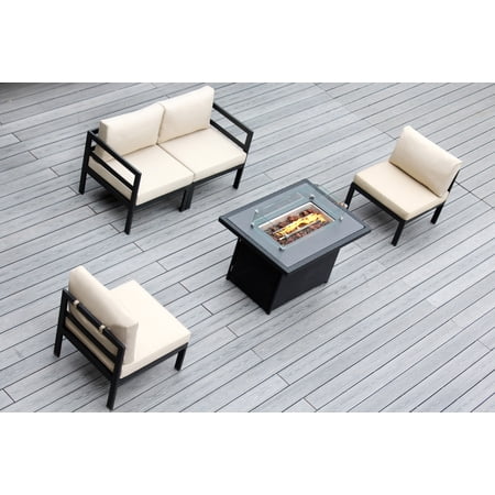 Ohana 5-piece Black Aluminum Sectional Set with Fire Table