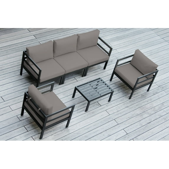Ohana 6-piece Black Aluminum Sectional Set - No Assembly