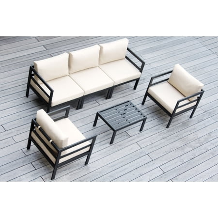 Ohana 6-piece Black Aluminum Sectional Set - No Assembly