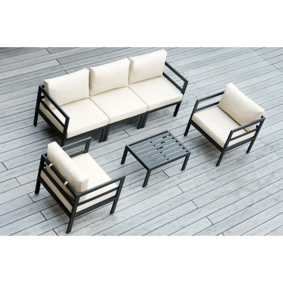 Ohana 6-piece Black Aluminum Sectional Set - No Assembly