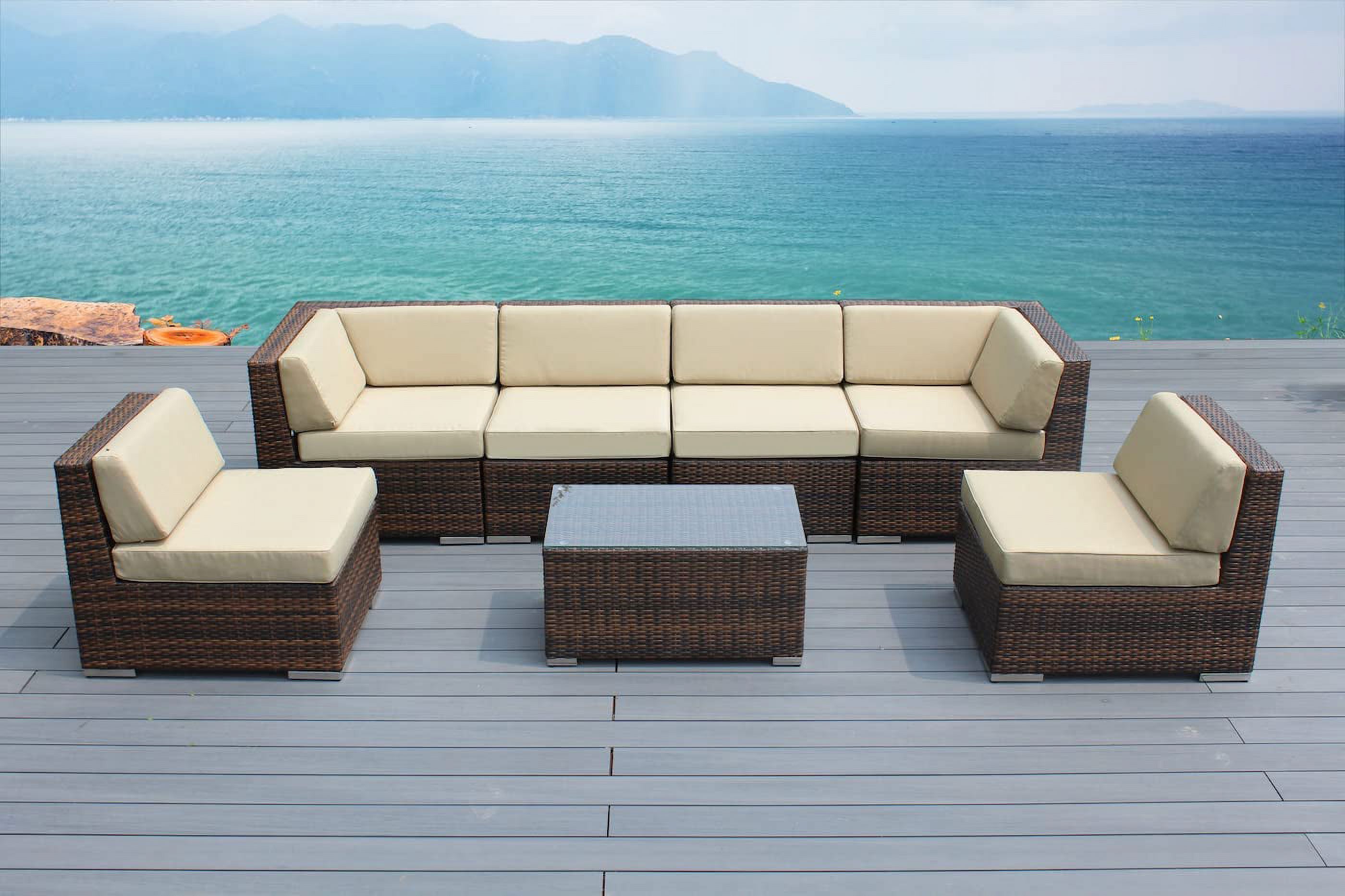 Ohana 7Piece Outdoor Patio Furniture Sectional Conversation Set Mixed
