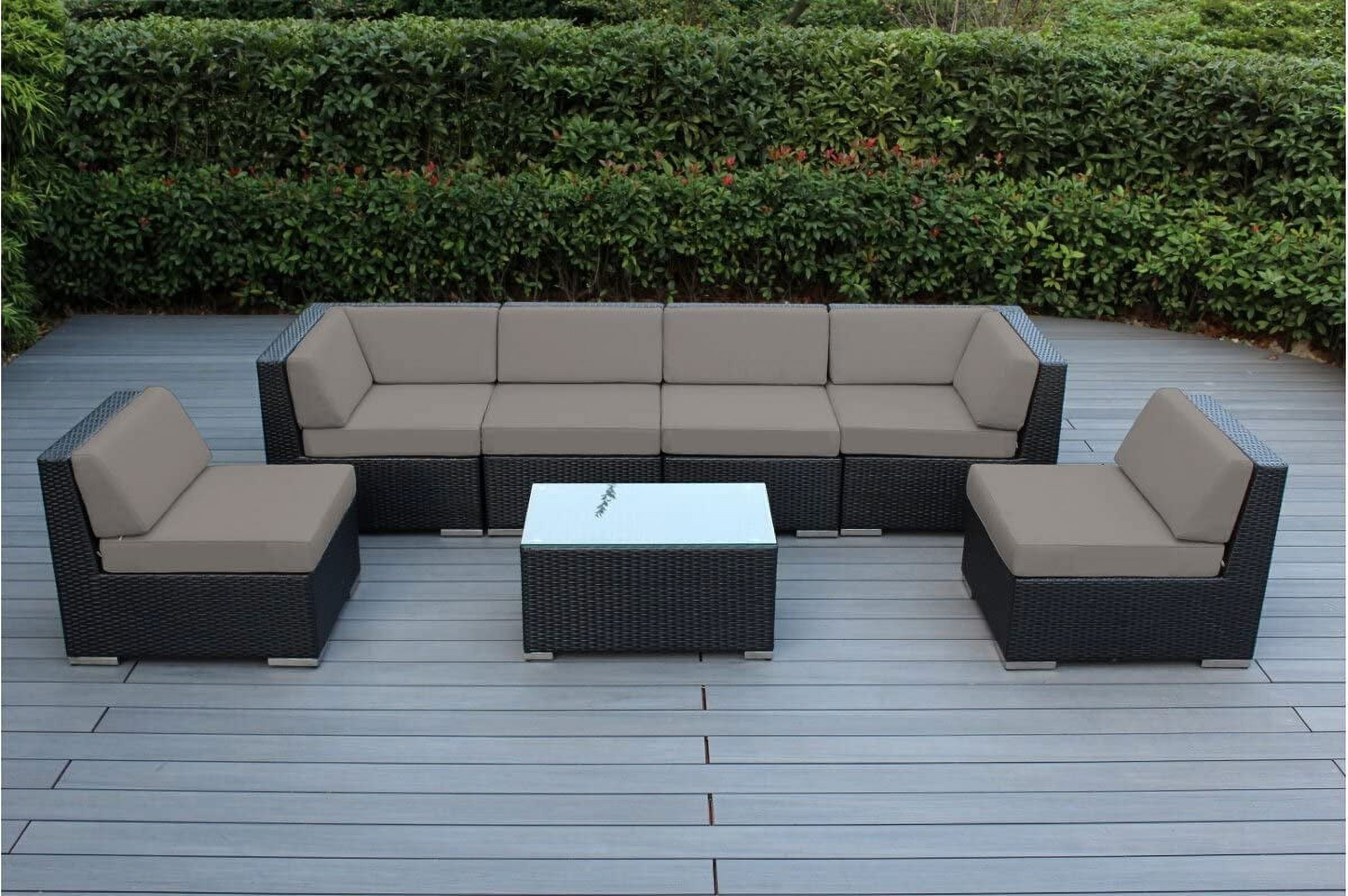 Ohana 7Piece Outdoor Patio Sectional Conversation Set Mixed Brown