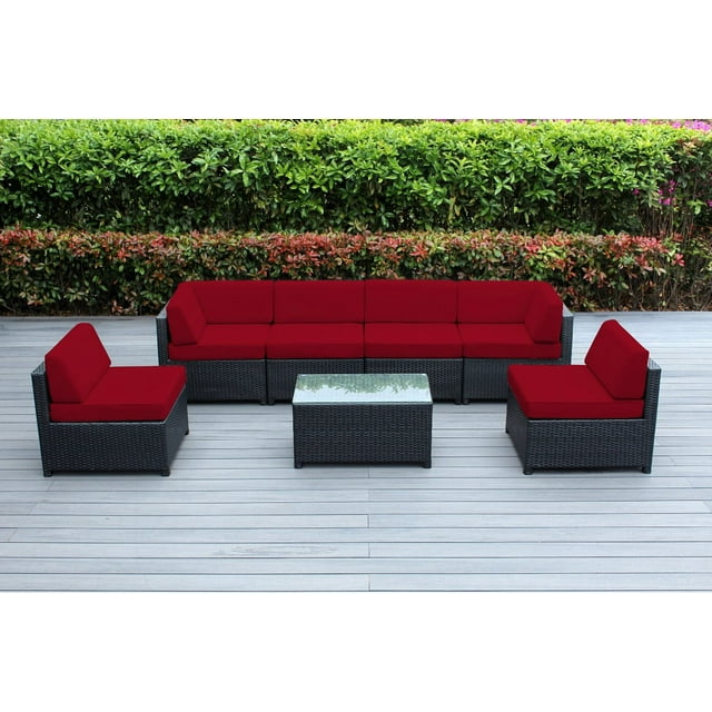 Ohana 7 Piece Outdoor Wicker Patio Furniture Sectional Conversation Set