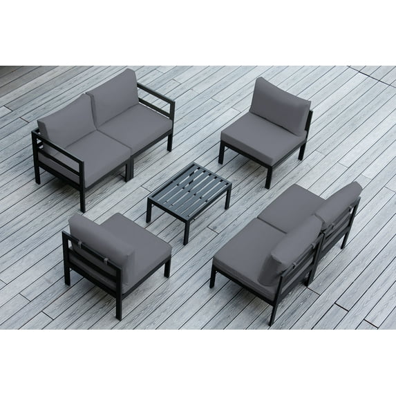 Ohana 7-piece Black Aluminum Sectional Set - No Assembly