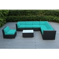 thumbnail image 1 of Ohana 8 Piece Outdoor Wicker Patio Furniture Sectional Conversation Set - Black Wicker, 1 of 2