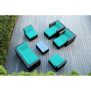 Ohana 9 Piece Outdoor Wicker Patio Furniture Sectional Conversation Set - Black Wicker