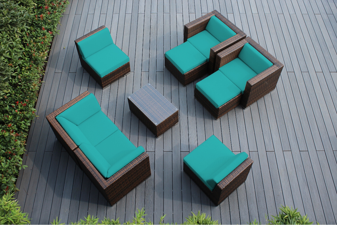 Ohana 9 Piece Outdoor Wicker Patio Furniture Sectional Conversation Set - Mixed Brown Wicker - image 1 of 2